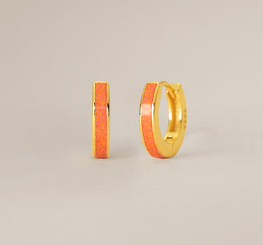 Orange Opal Inlay Hoops