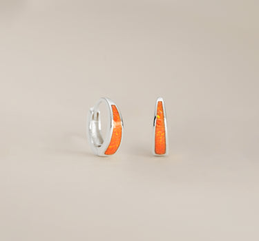 Orange Opal Inlay Tapered Hoops
