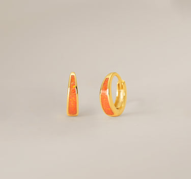 Orange Opal Inlay Tapered Hoops