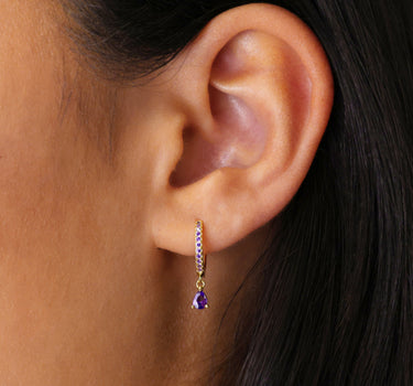 Amethyst Paved Teardrop Hoops