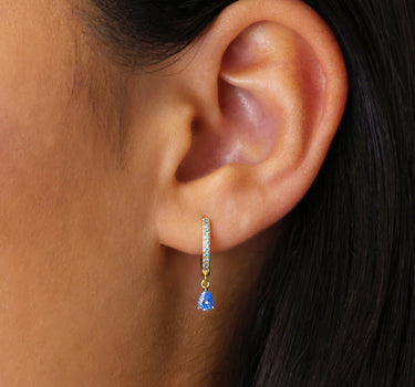 Aquamarine Paved Teardrop Hoops
