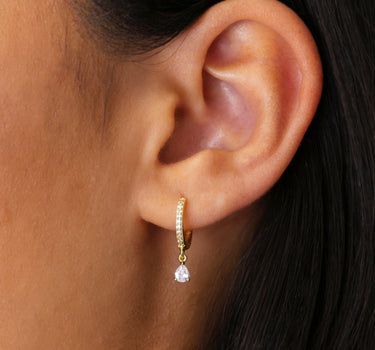 Diamond Paved Teardrop Hoops