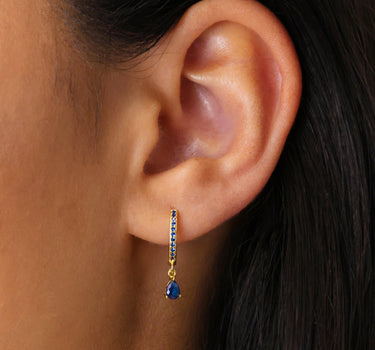 Sapphire Paved Teardrop Hoops