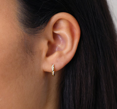 Diamond Paved Twisted Hoop