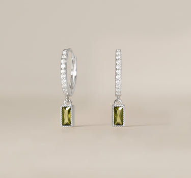 Paved Baguette Peridot Hoops