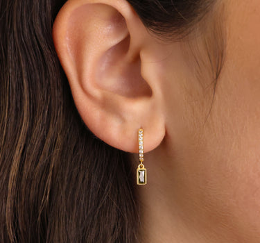 Paved Baguette Peridot Hoops