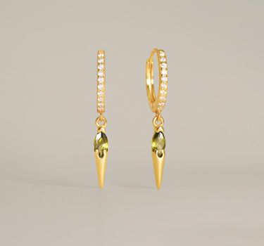Paved Spike Peridot Hoops