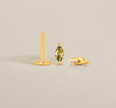 Peridot Marquise Flat Back Labret