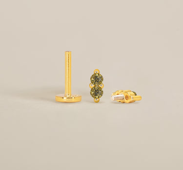 Peridot Twin Flat Back Labret