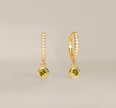 Paved Dangle Peridot Gemstone Hoops