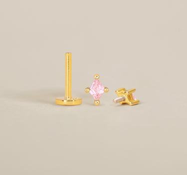 Pink Tourmaline Cut Flat Back Labret