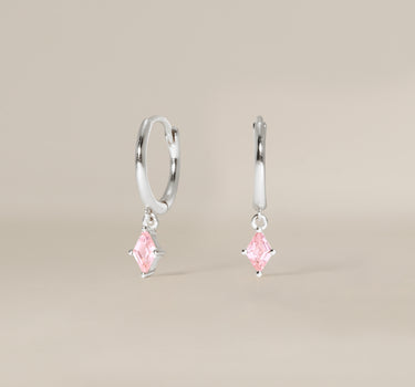 Pink Tourmaline Cut Hoops