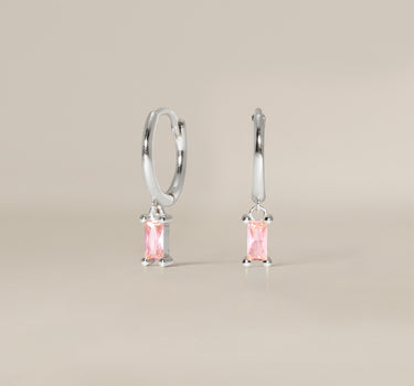 Baguette Pink Tourmaline Hoops