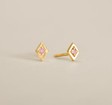 Pink Tourmaline Geometric Studs
