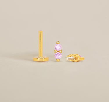 Pink Tourmaline Twin Flat Back Labret
