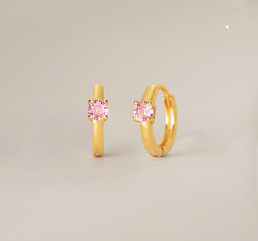 Single Stone Pink Tourmaline Hoops
