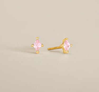 Pink Tourmaline Cut Studs