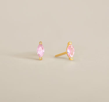Single Marquise Pink Tourmaline Studs