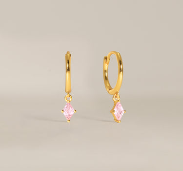 Pink Tourmaline Cut Hoops