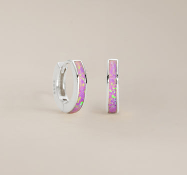 Purple Opal Inlay Hoops