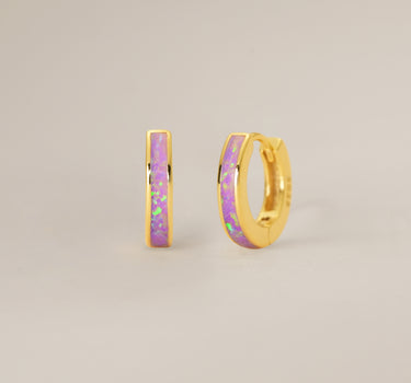 Purple Opal Inlay Hoops