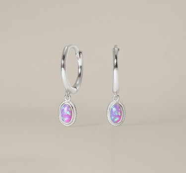 Purple Opal Dangle Hoops