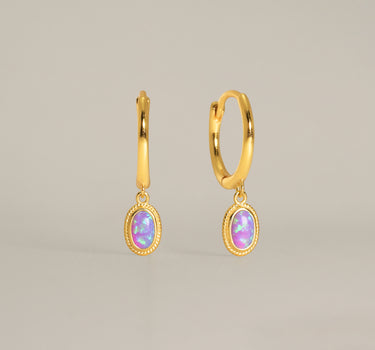 Purple Opal Dangle Hoops