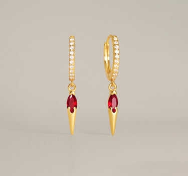 Paved Spike Ruby Hoops