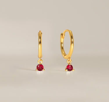 Brilliant Cut Ruby Hoops