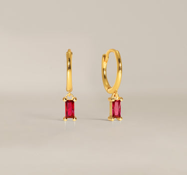 Baguette Ruby Hoops