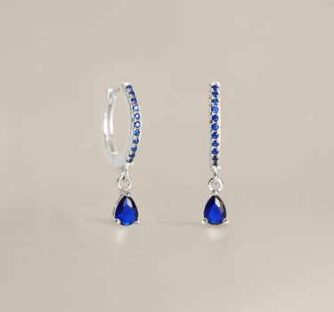 Sapphire Paved Teardrop Hoops