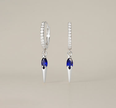 Paved Spike Sapphire Hoops