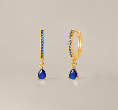 Sapphire Paved Teardrop Hoops