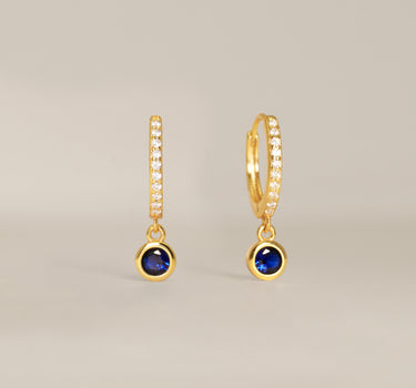 Paved Dangle Sapphire Gemstone Hoops