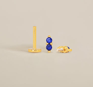 Sapphire Twin Flat Back Labret