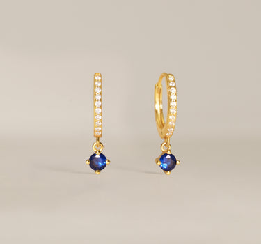 Paved Single Stone Sapphire Hoops