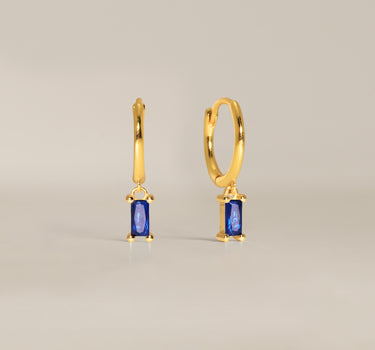Baguette Sapphire Hoops