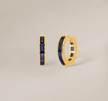 Sapphire Baguette Inlay Hoops