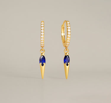 Paved Spike Sapphire Hoops