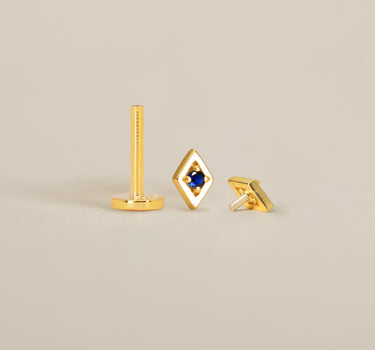 Sapphire Geometric Flat Back Labret