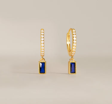 Paved Baguette Sapphire Hoops