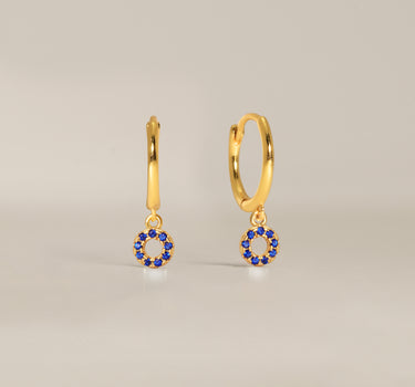 Paved Circle Sapphire Hoops