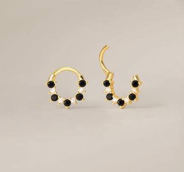 Diamond x Black Onyx Clicker Hoops
