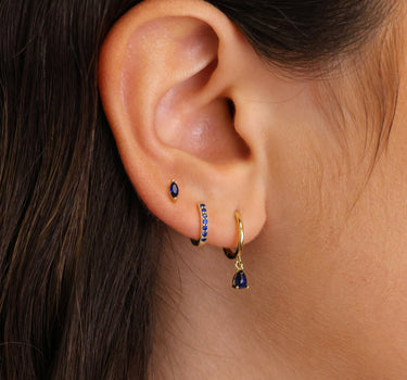 Sapphire Teardrop Hoop Ear Stack