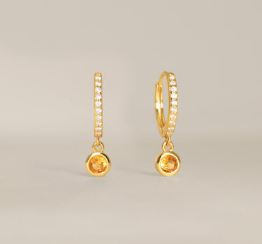 Paved Dangle Topaz Gemstone Hoops