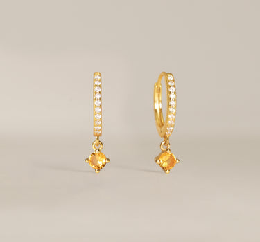 Paved Single Stone Topaz Hoops