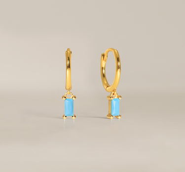 Baguette Turquoise Hoops