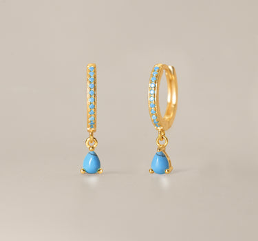 Turquoise Paved Teardrop Hoops