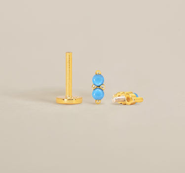 Turquoise Twin Flat Back Labret