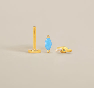 Turquoise Marquise Flat Back Labret